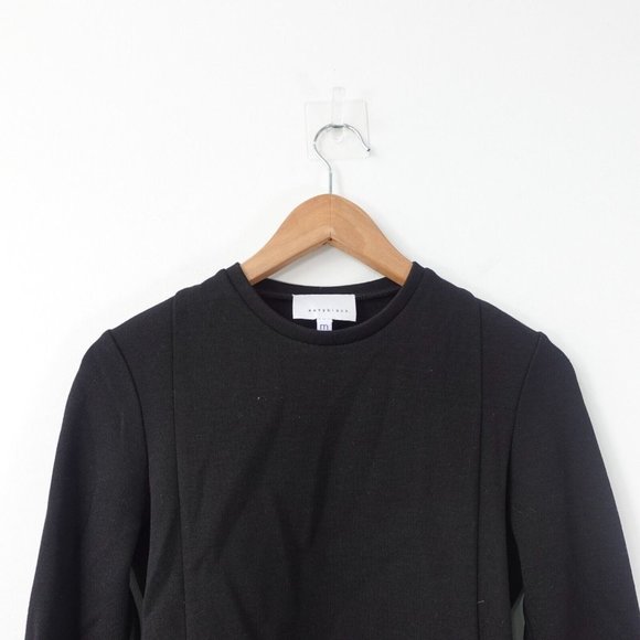 Cropped Top Women Size Medium Black Wool Knit Merino Pullover Navyblack USA $189 - Picture 2 of 8